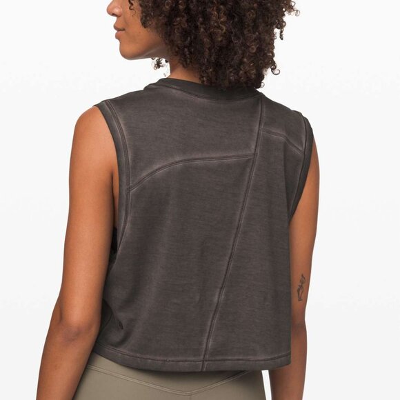 Lululemon Broken Beats Cotton Crop Tank Top Washed Black - Picture 2 of 5